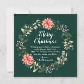 レッドポインセチアリースメリークリスマス シーズンカード (正面)