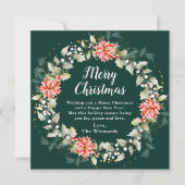 レッドポインセチアリースメリークリスマス シーズンカード (正面)