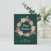 レッドポインセチアリースメリークリスマス シーズンポストカード (スタンド正面)