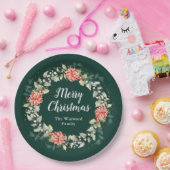 レッドポインセチアリースメリークリスマス ペーパープレート (パーティー)