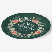 レッドポインセチアリースメリークリスマス ペーパープレート (アングル)