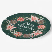 レッドポインセチアリースメリークリスマス ペーパープレート (アングル)