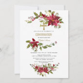 レッドポインセチアリース金ゴールドクロス確認 招待状 (正面)