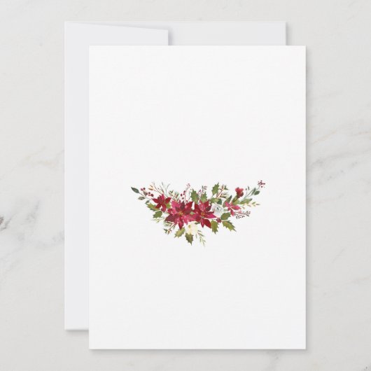 レッドポインセチアリース金ゴールドクロス確認 招待状 (裏面)