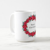 レッドポインセチアリース コーヒーマグカップ (正面左)