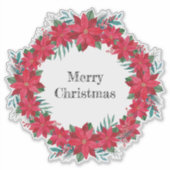 レッドポインセチアリース シール (正面)