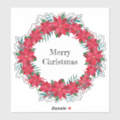 レッドポインセチアリース シール (シート)