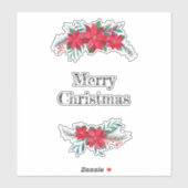 レッドポインセチアリース シール (シート)