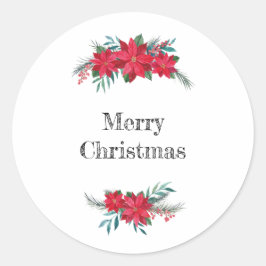 レッドポインセチアリース ラウンドシール