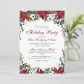 レッドポインセチア企業のクリスマスホリデーパーティー 招待状 (スタンド正面)