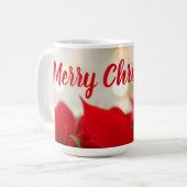 レッドポインセチア写真《写真》ぼけ味メリークリスマス コーヒーマグカップ (正面左)
