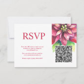 レッドポインセチア冬の結婚クリスマスのQRコード 出欠カード (正面)