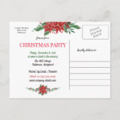 レッドポインセチア日付を保存クリスマスパーティー 案内ポストカード (裏面)