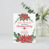 レッドポインセチア日付を保存クリスマスパーティー 案内ポストカード (スタンド正面)
