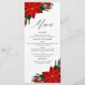 レッドポインセチア松の緑の木の葉クリスマス メニュー (正面)