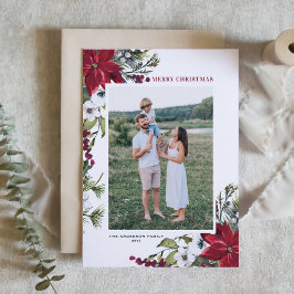 レッドポインセチア植物写真メリークリスマス シーズンカード