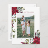 レッドポインセチア植物学メリークリスマスフォトホール シーズンポストカード (正面/裏面)