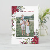 レッドポインセチア植物学メリークリスマスフォト シーズンカード (スタンド正面)