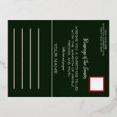 レッドポインセチア植物性クリスマス金ゴールド 箔シーズンポストカード (裏面)