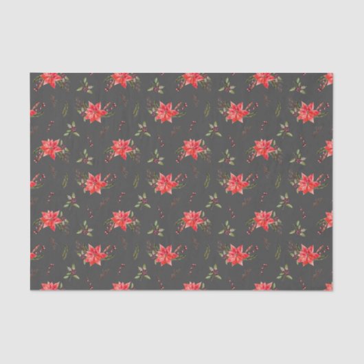 レッドポインセチア模様クリスマス 薄葉紙 (正面)