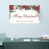 レッドポインセチア水の色メリークリスマスホリデー 横断幕 (トレードショー)