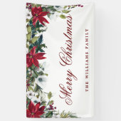 レッドポインセチア水の色メリークリスマスホリデー 横断幕 (縦)