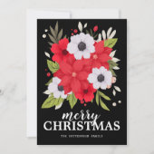 レッドポインセチア白フローラクリスマスカード (正面)
