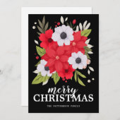 レッドポインセチア白フローラクリスマスカード (正面/裏面)