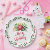 レッドポインセチア紙プレート ペーパープレート (パーティー)