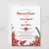 レッドポインセチア結婚クリスマスのリハーサル 招待状 (正面)