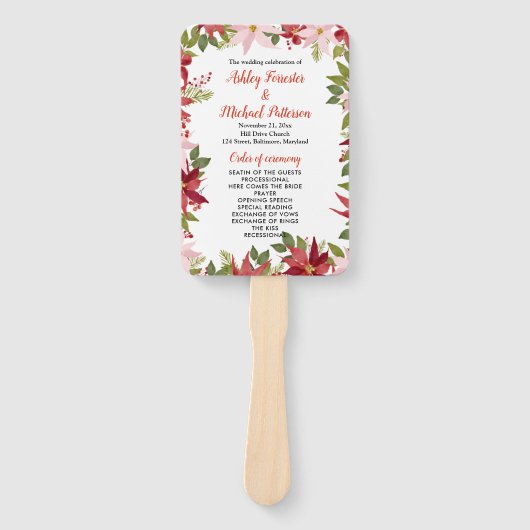 レッドポインセチア結婚クリスマス休暇プログラム ハンドファン (正面)