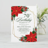 レッドポインセチア緑のクリスマス誕生日 招待状 (スタンド正面)