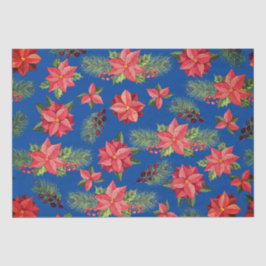 レッドポインセチア花とホリーベリー 薄葉紙