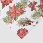 レッドポインセチア花とホリーベリー 薄葉紙 (詳細)