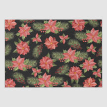 レッドポインセチア花とホリーベリー