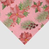 レッドポインセチア花とホリーベリー 薄葉紙 (詳細)