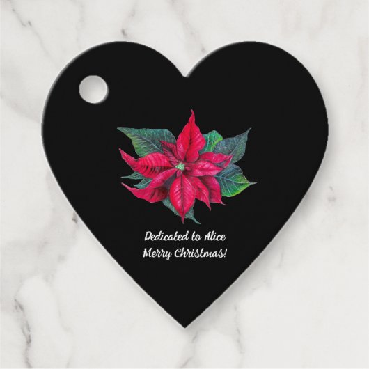 レッドポインセチア花オンブラック フェイバータグ (正面)