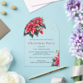レッドポインセチア花クリスマスパーティー アクリル招待状 (インサイチュ (ウェディング))