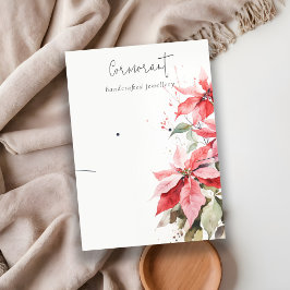 レッドポインセチア花模様イヤリングネックレスホルダー 名刺