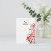 レッドポインセチア花模様ロゴネックレスホルダー 名刺 (スタンド正面)