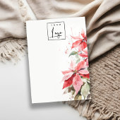 レッドポインセチア花模様ロゴ空白のジュエリーホルダー 名刺