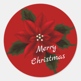 レッドポインセチア赤 ラウンドシール