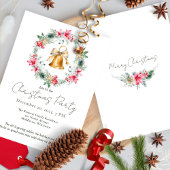 レッドポインセチア金ゴールドスノーフレークスクリスマスリース 招待状