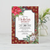 レッドポインセチア金ゴールドスノーフレークスホリデーブランチ 招待状 (スタンド正面)