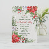 レッドポインセチア離れグリス結婚クリスマス 招待状 (スタンド正面)