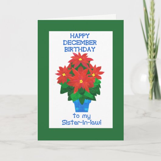 レッドポインセチア12月誕生日義理の妹 カード (正面)