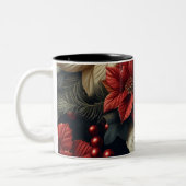 レッドポインセチア・クリスマス ツートーンマグカップ (左)
