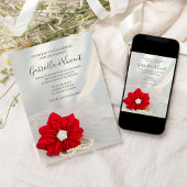 レッドポインセチア&パールスウィンター婚約パーティ 招待状