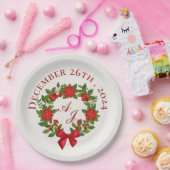 レッドポインセチア・ベリー・クリスマスウェディングパーティー ペーパープレート (パーティー)