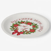 レッドポインセチア・ベリー・クリスマスウェディングパーティー ペーパープレート (アングル)